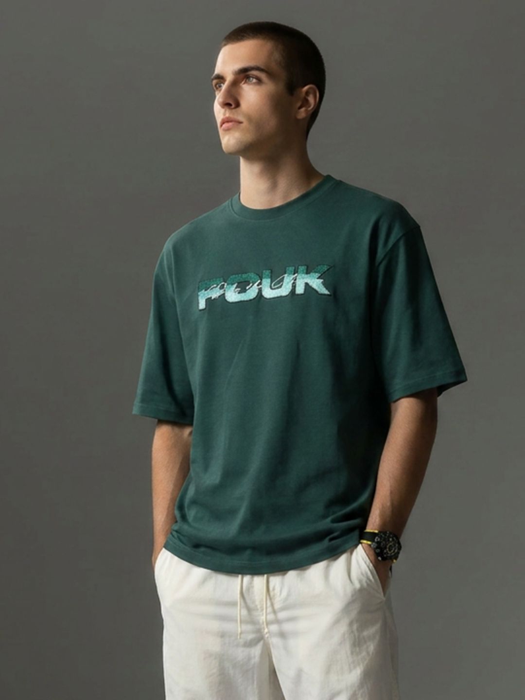 FCUK Brand Logo Printed Drop-Shoulder Sleeves Pure Cotton Oversized T-shirt