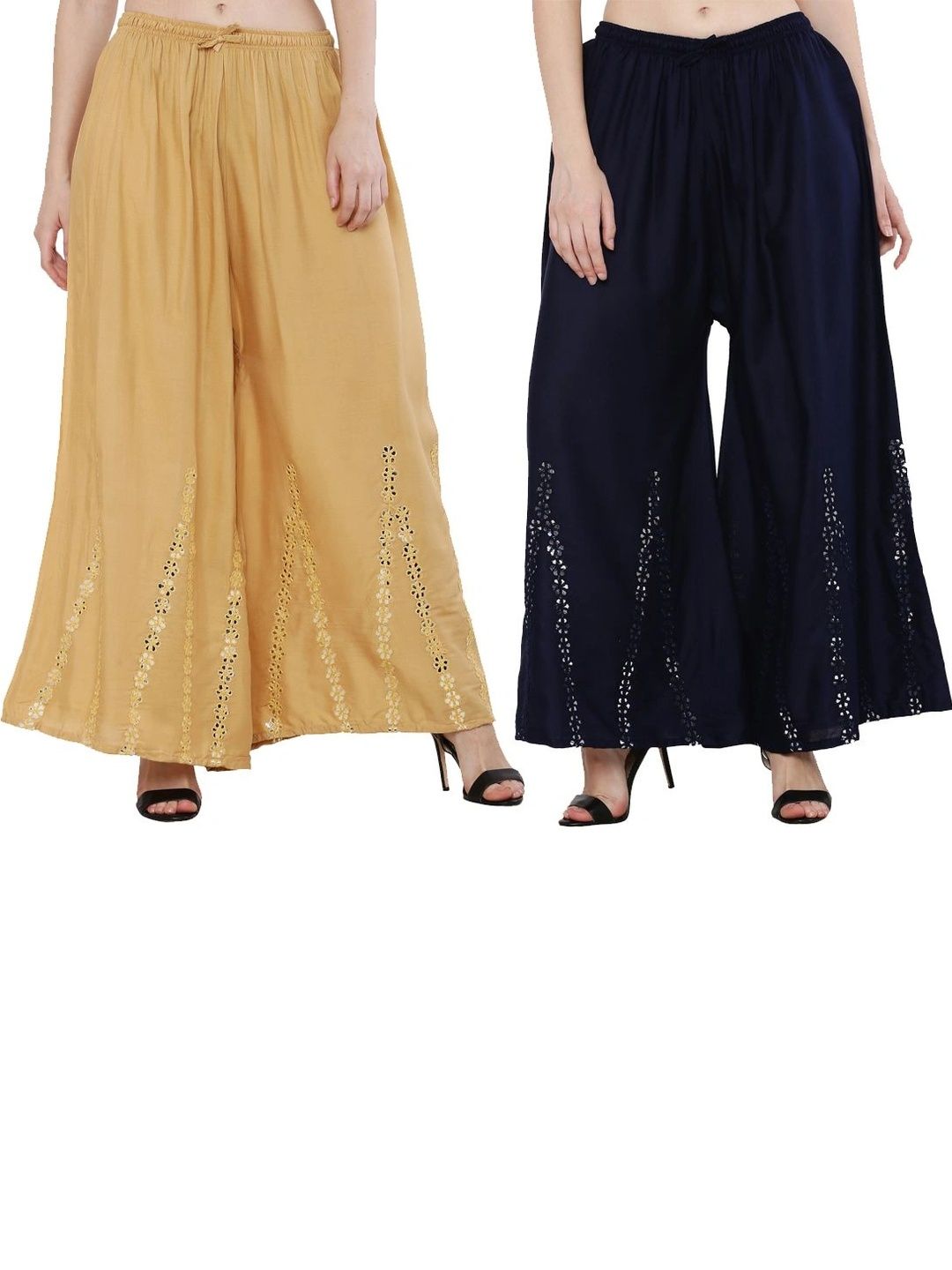 OMAYA Women 2 Knitted Palazzos