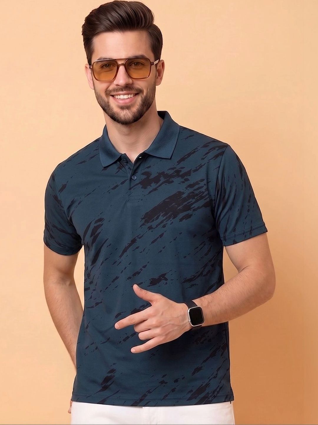 AIN6 Men Printed Polo Collar T-shirt