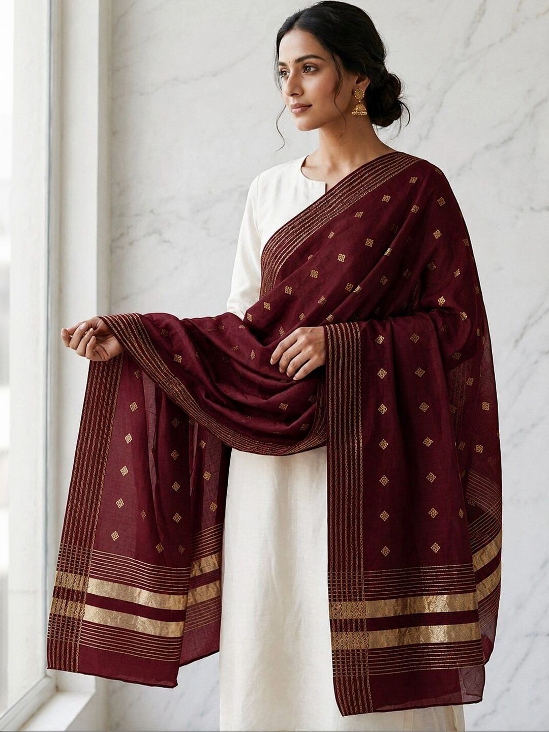 Ground Fashion Ground Fashion Woven Design Dupatta with Zari