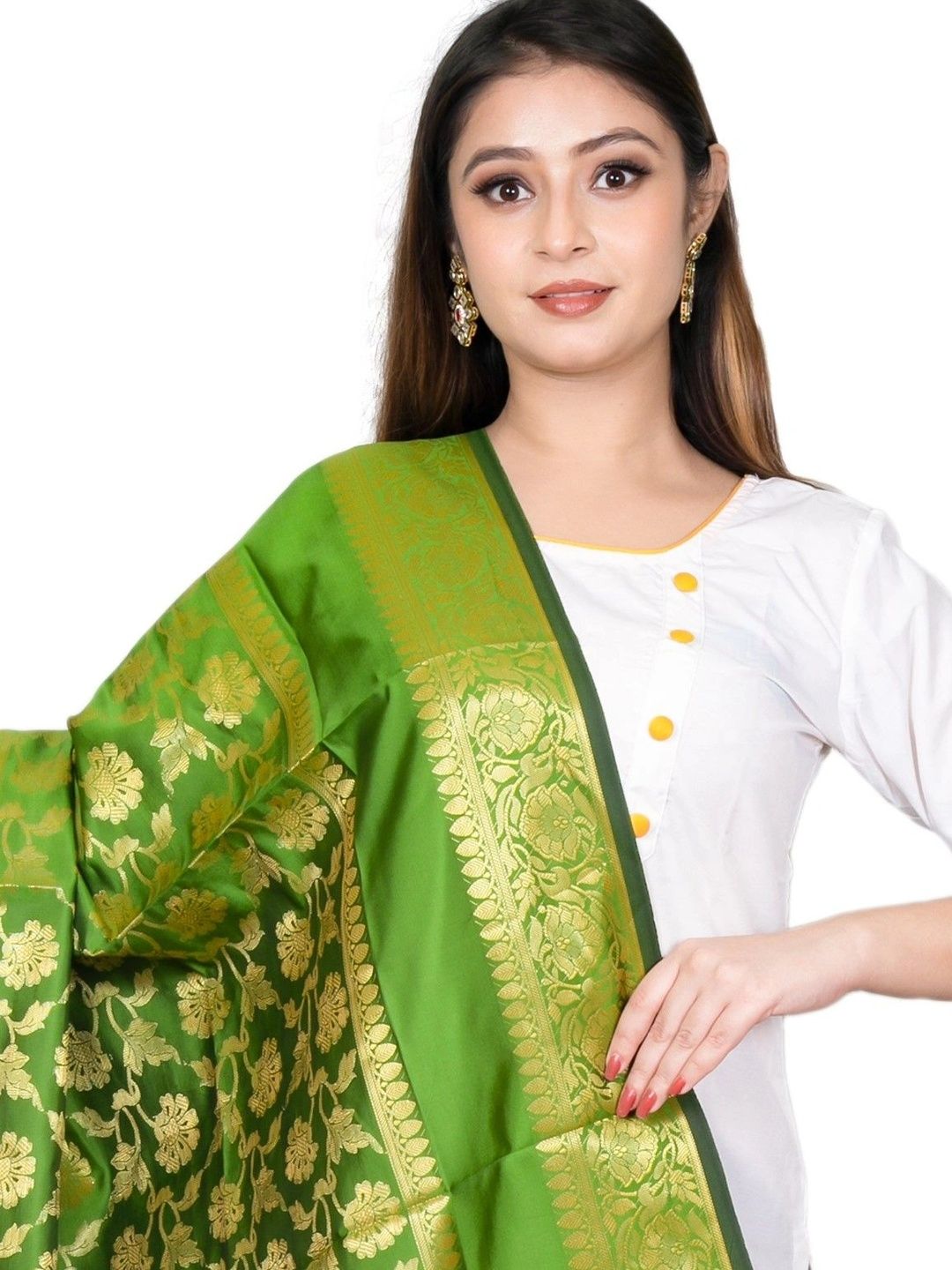 The SDF India Woven Design Art Silk Dupatta with Zari