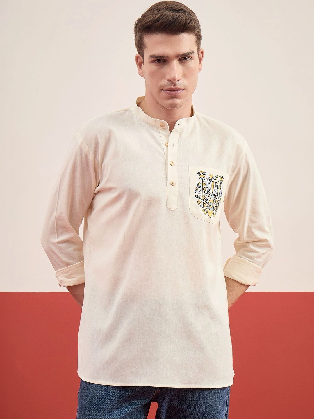 House of Pataudi Men Embroidered Thread Work Kurta
