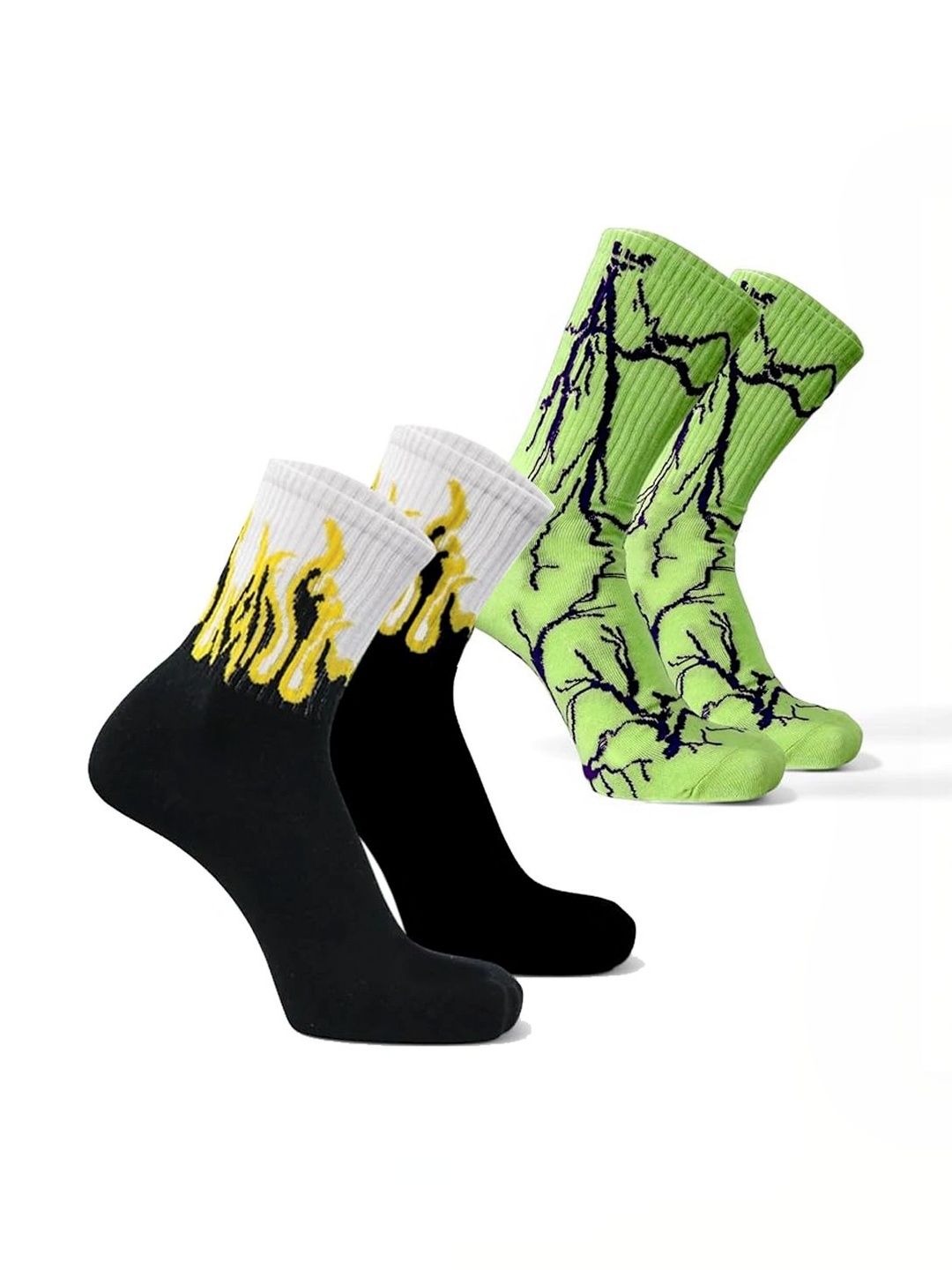 BEAR&BEYOND Men Pack of 2 Cotton Patterned Calf Length Socks