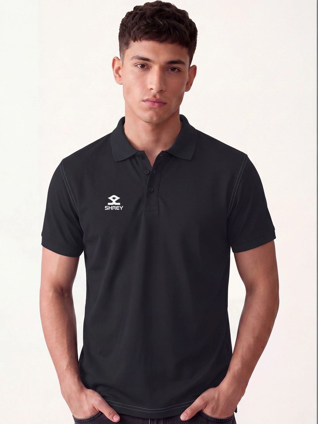 Shrey Men Solid Polo Collar T-Shirt