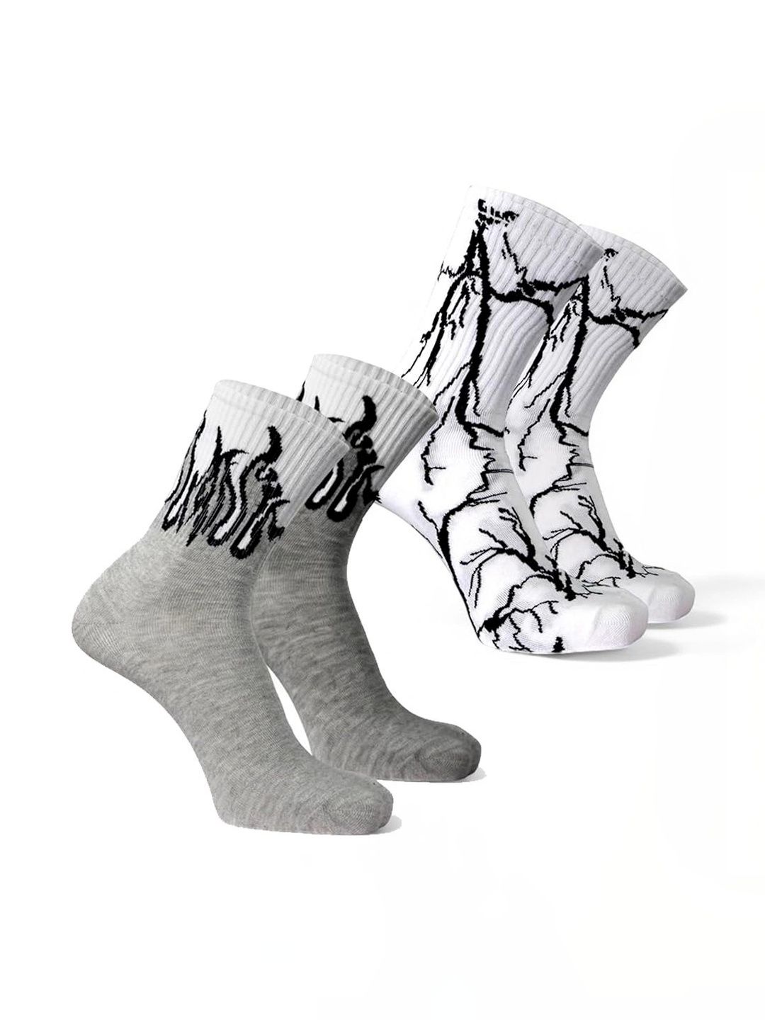 BEAR&BEYOND Men Pack of 2 Cotton Patterned Calf Length Socks