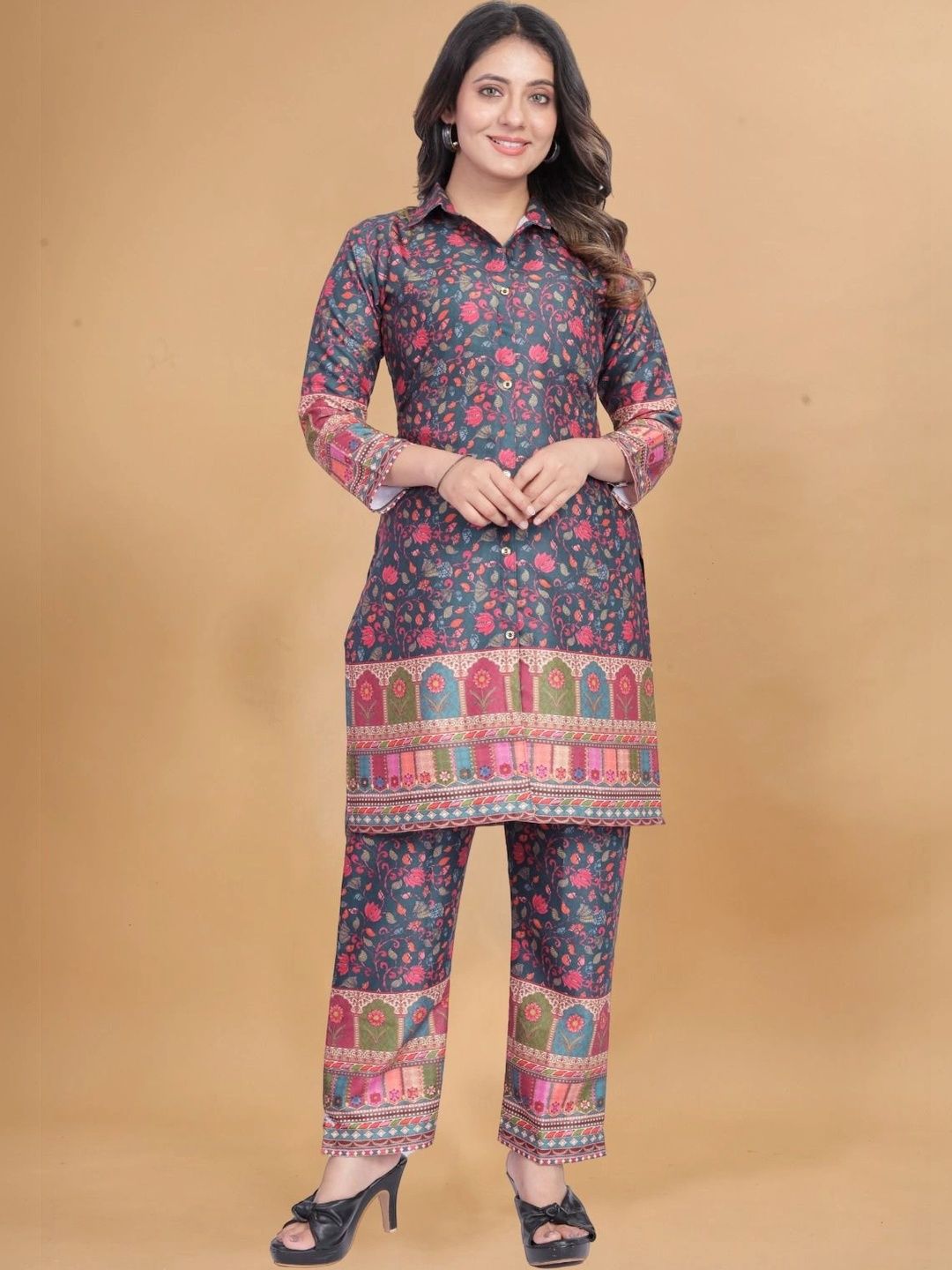 Moda Rapido Tropical Printed Tunic with Trousers