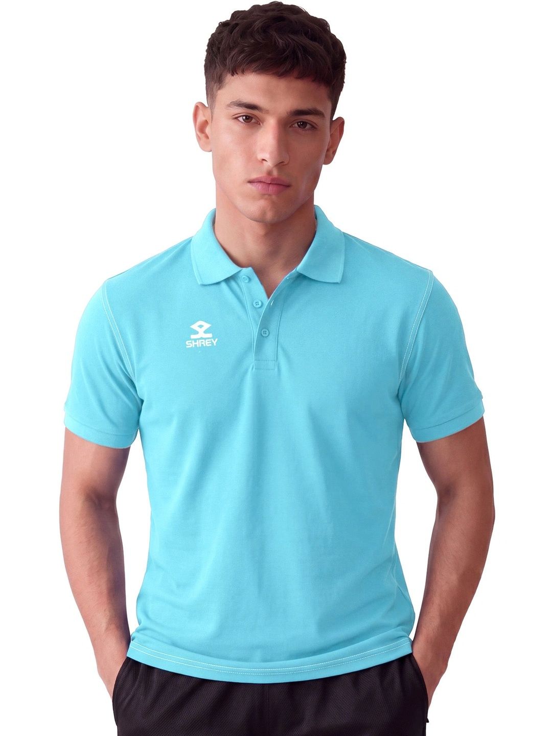 Shrey Men Solid Polo Collar T-Shirt