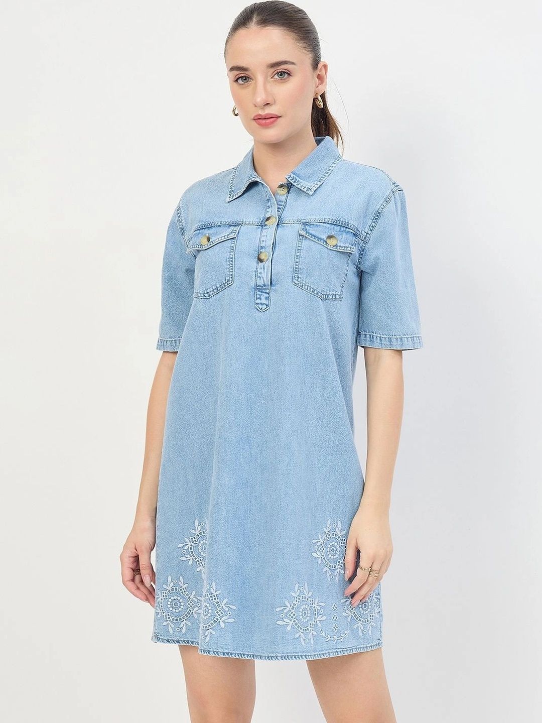 Madame Madame Embroidered Shirt Dress