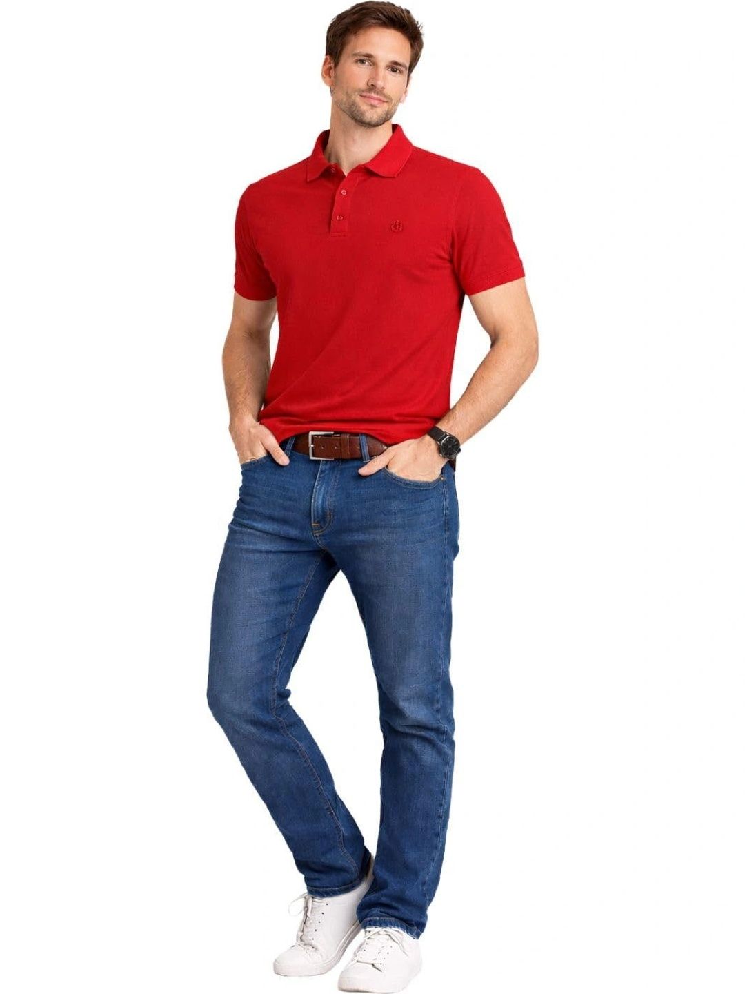 RIVER HILL Men Polo Collar T-shirt