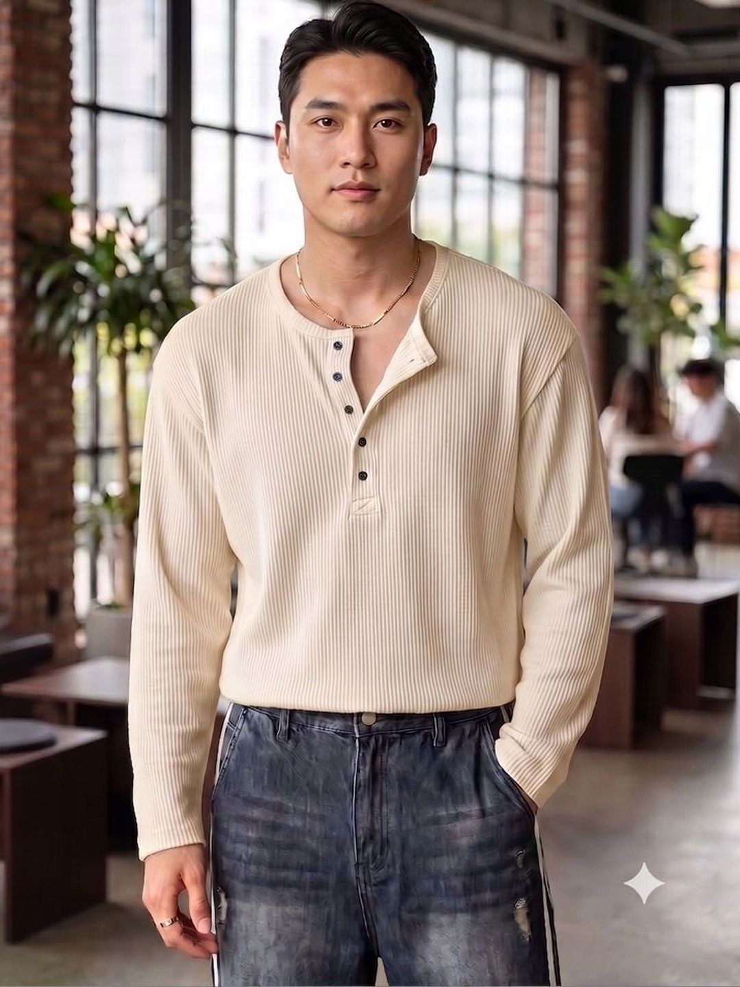 Saklana Men Henley Neck T-shirt