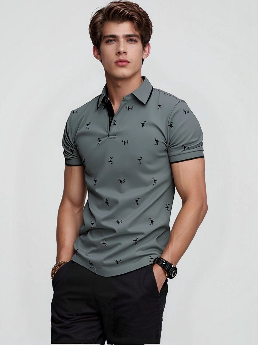 Moda Rapido Men Printed Polo Collar T-shirt