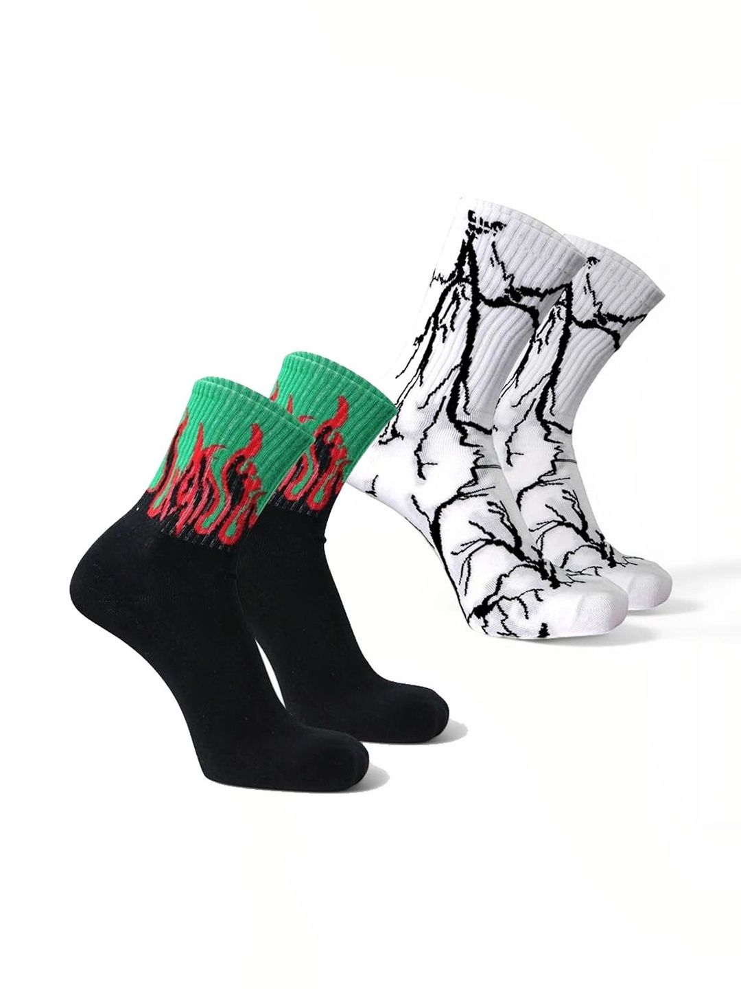 BEAR&BEYOND Men Pack of 2 Cotton Patterned Calf Length Socks