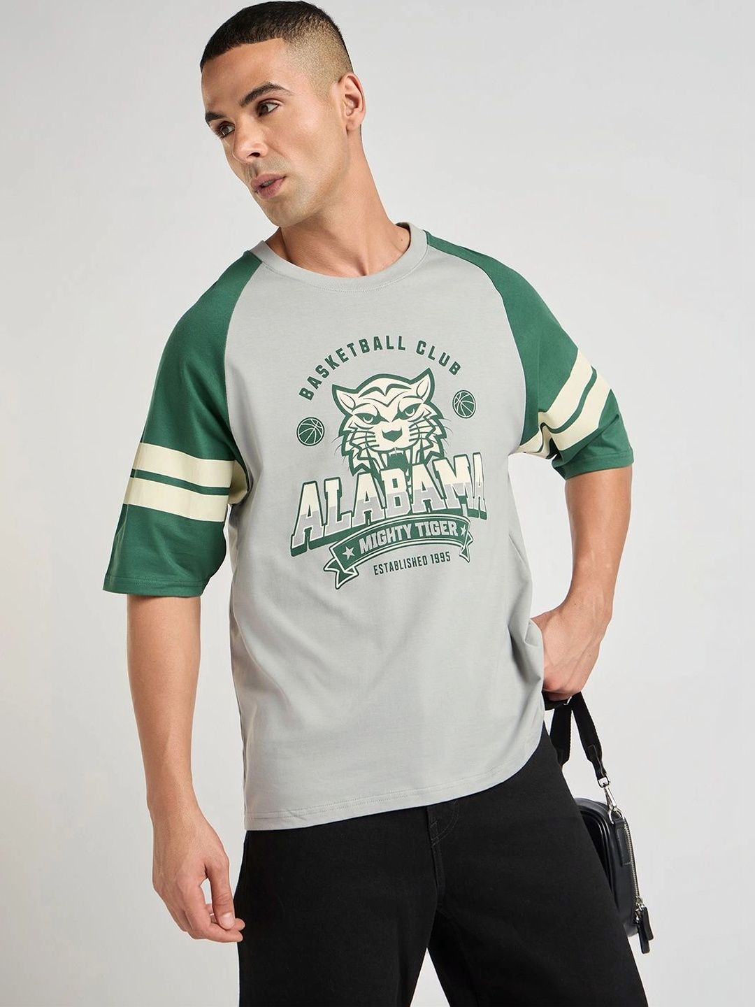 DILLINGER Men Printed Oversized Raglan Sleeve Cotton Tshirt