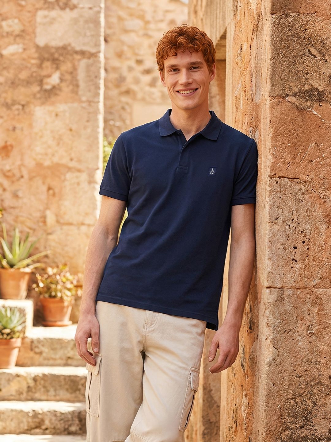 Mast & Harbour Polo Collar Pure Cotton T-shirt