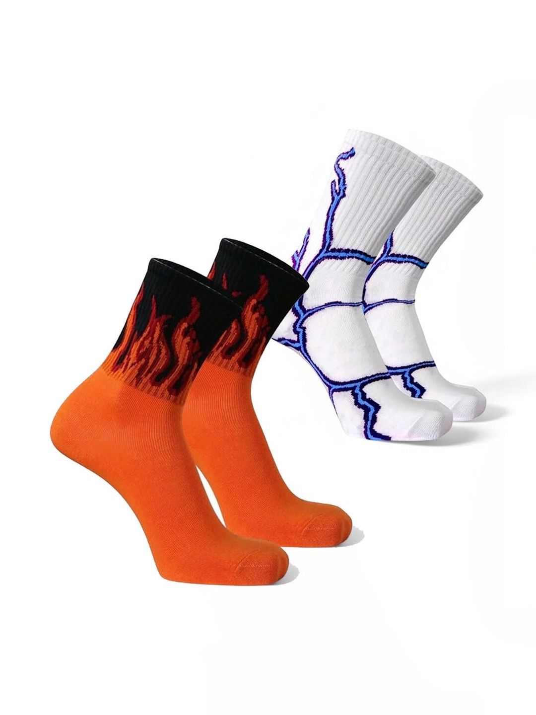 BEAR&BEYOND Men Pack of 2 Cotton Patterned Calf Length Socks