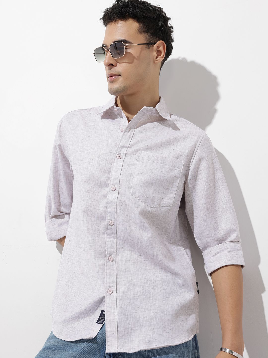 The Roadster Life Co. Spread Collar Cotton Linen Casual Shirt