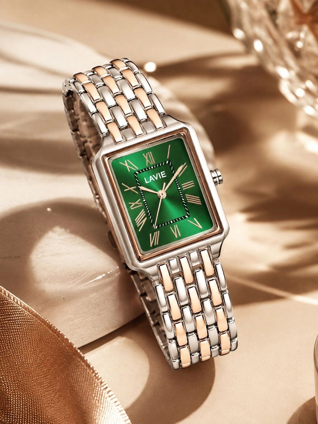 Lavie Women Brass Dial & Bracelet Style Straps Analogue Watch LV-726-GR