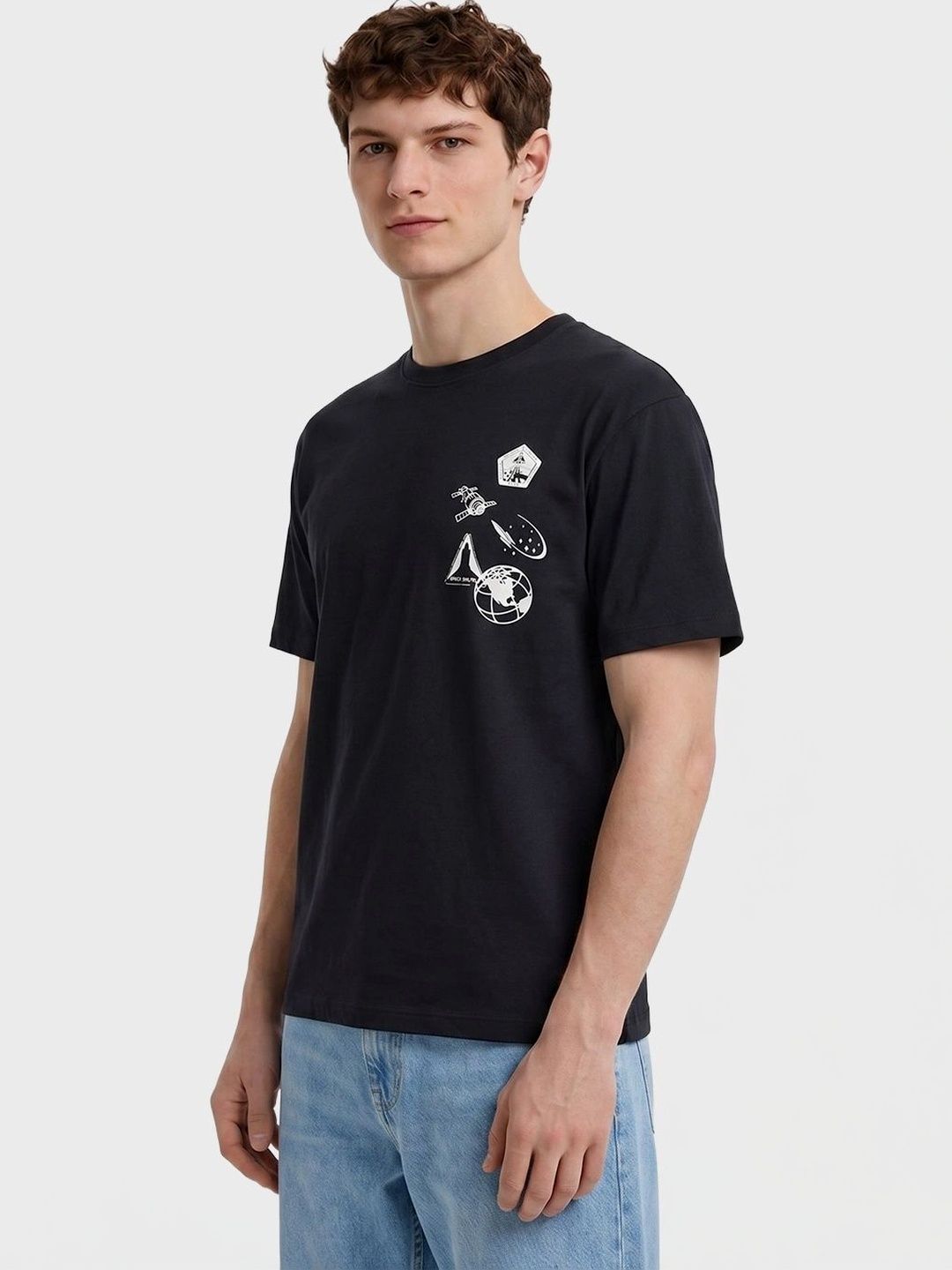 The Indian Garage Co Men Back Printed Boxy Oversized Round Neck T-shirt