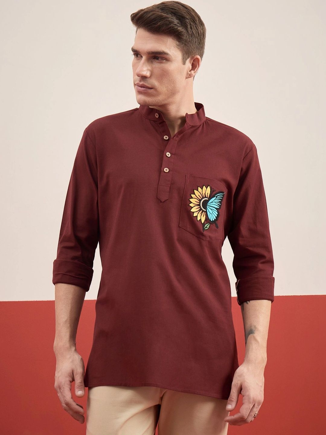 House of Pataudi Men Embroidered Thread Work Kurta