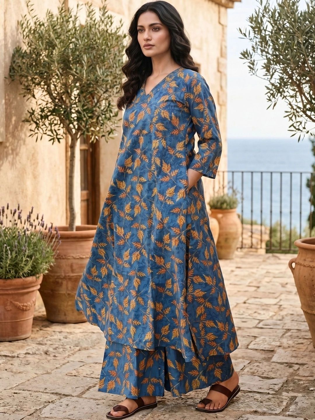Modestouze Attires Modestouze Attires Tropical Printed Tunic with Palazzos
