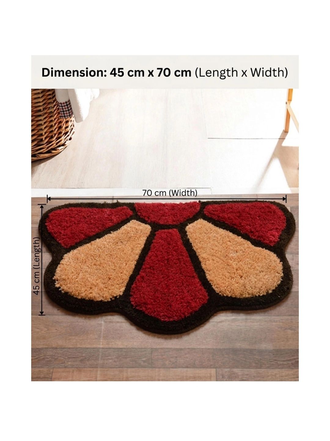 FINE TEX WORLD Red & Beige Anti Skid Microfiber Doormat