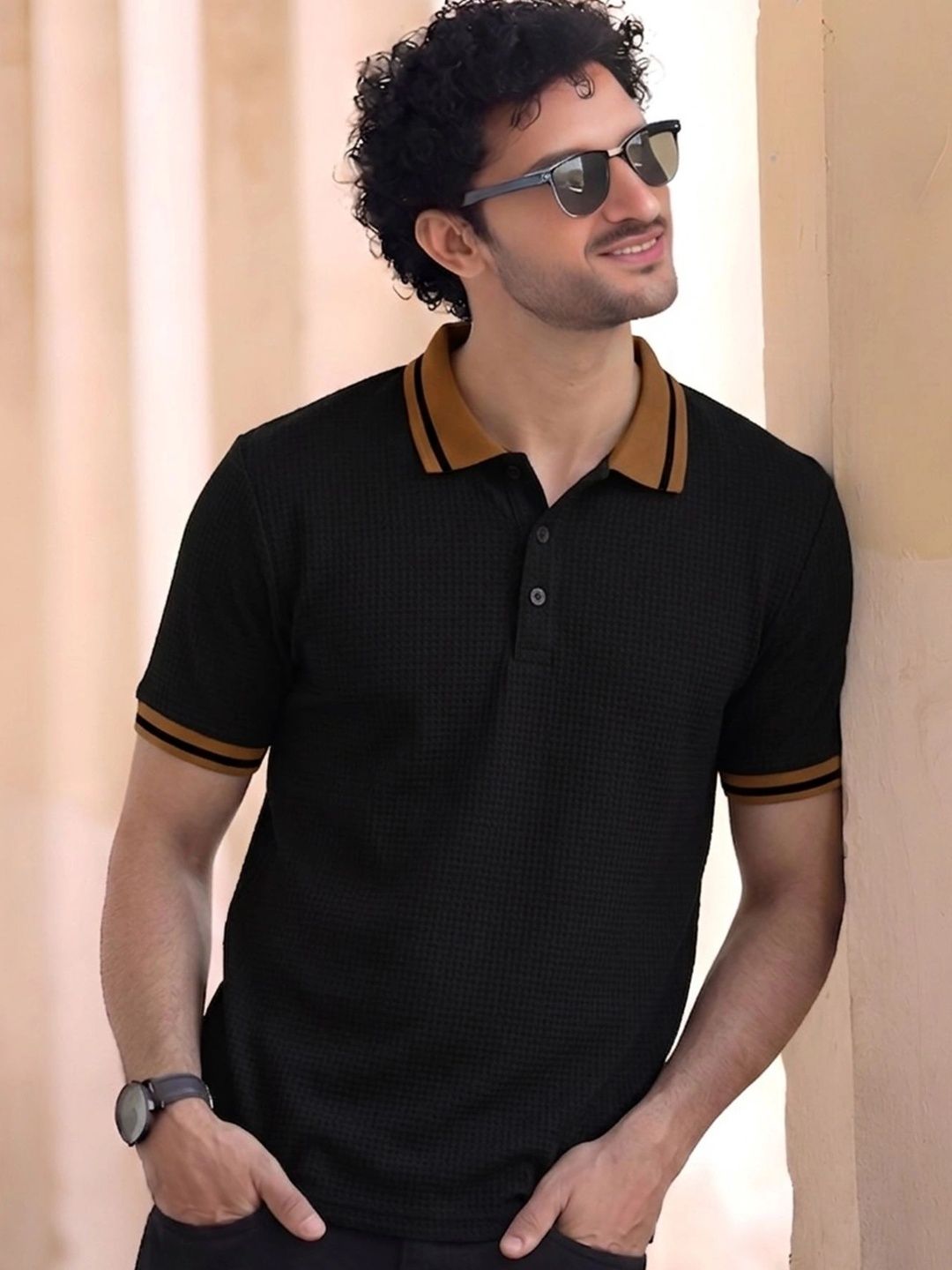 THE BEETEL HOUSE Men Polo Collar T-shirt