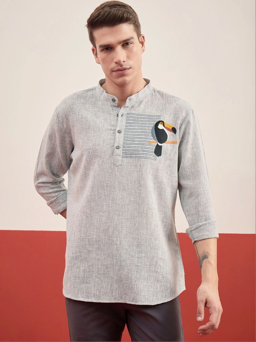 House of Pataudi Men Embroidered Thread Work Kurta