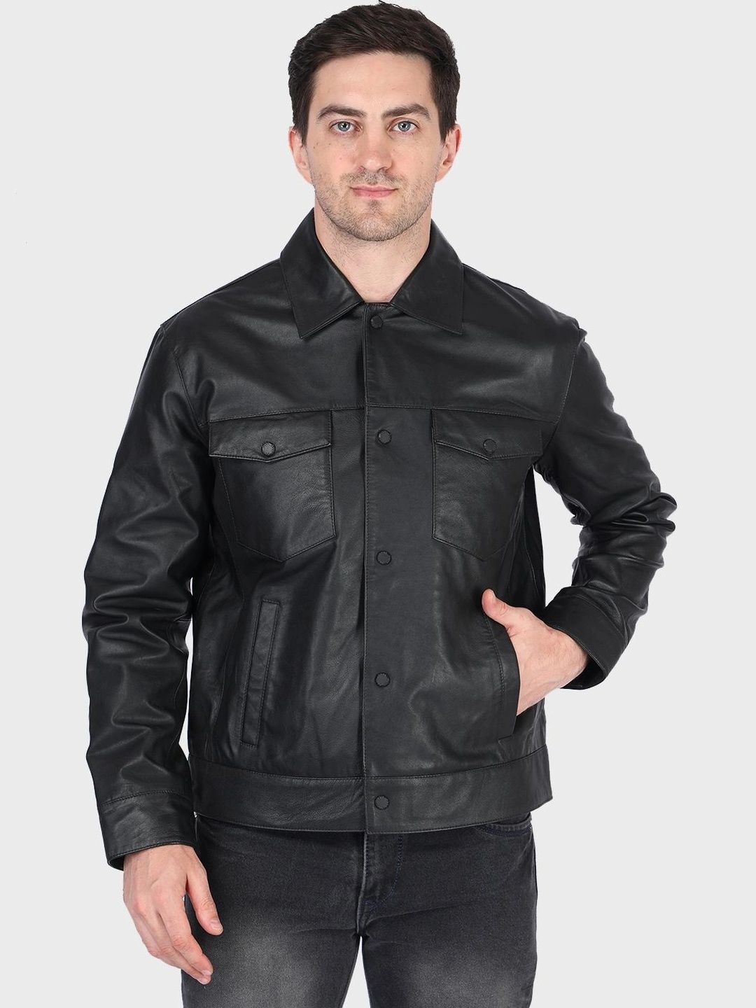 Justanned Men Leather Biker Jacket