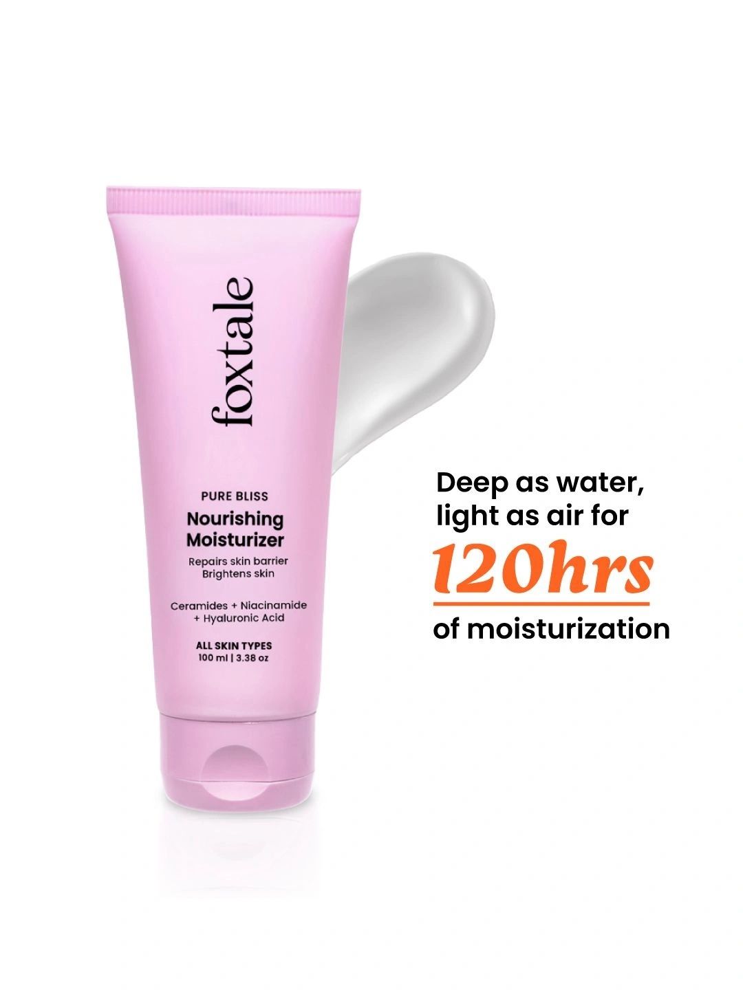 FoxTale Nourishing Ceramide Moisturiser for 100hrs of Hydrated & Glowing Skin - 100 ml