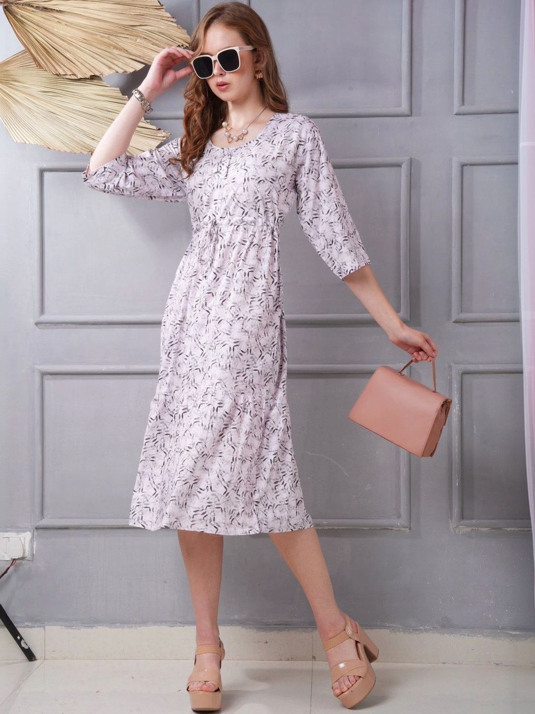 Minelli Print A-Line Midi Dress