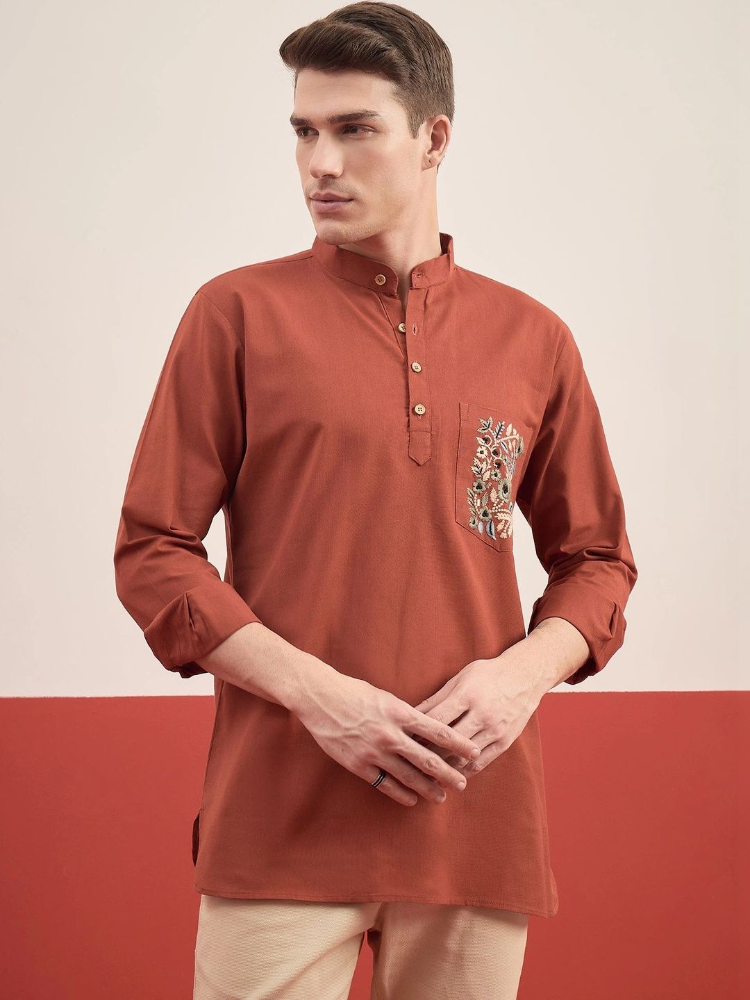 House of Pataudi Men Embroidered Thread Work Kurta