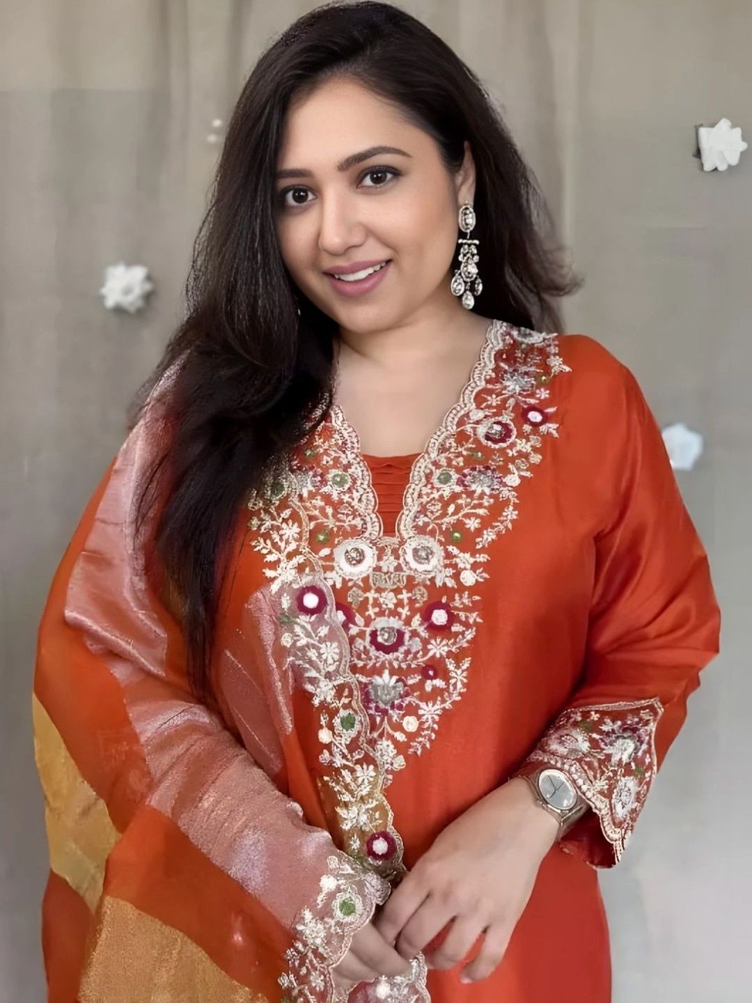 SDK FASHION Women Ethnic Motifs Embroidered Regular Thread Work Kurta with Trousers & With Dupatta