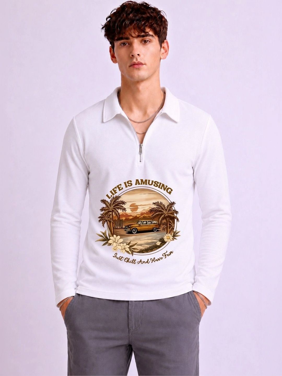 Mobox Men Printed Polo Collar T-shirt