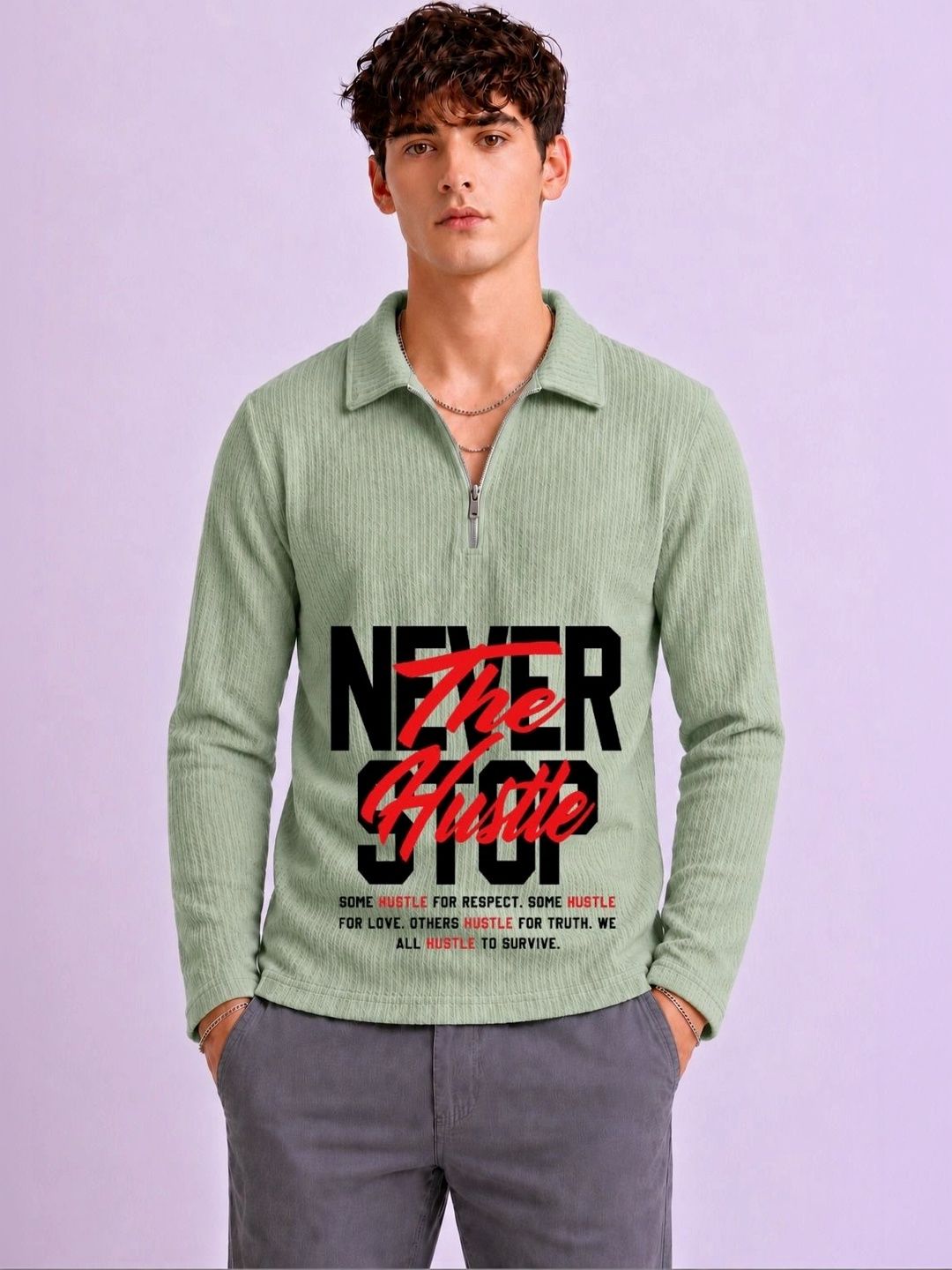 Mobox Men Typography Printed Polo Collar T-shirt