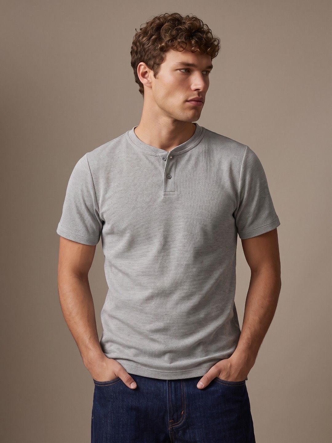 glitchez Henley Neck Regular Fit T-shirt