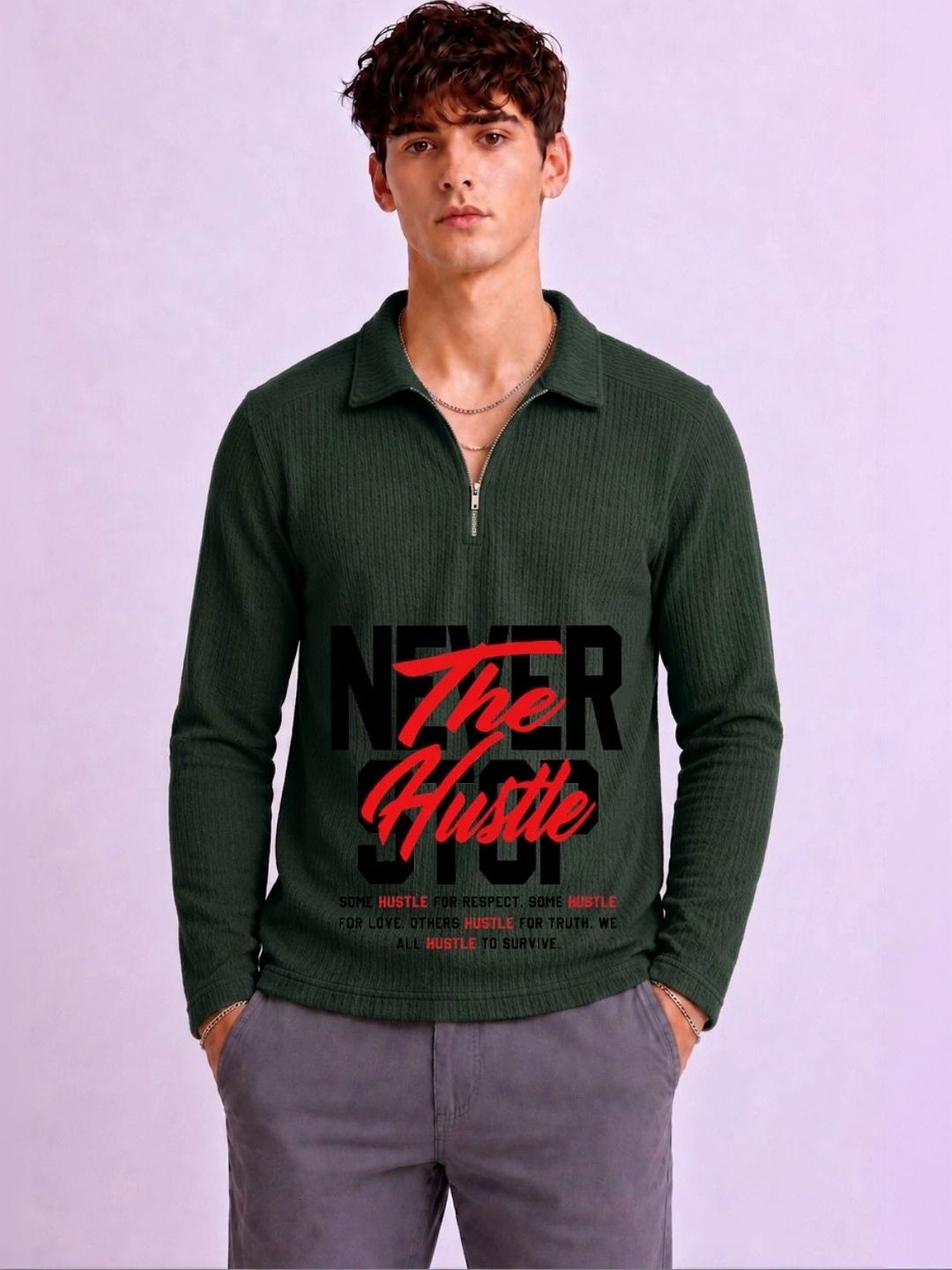 Mobox Men Typography Printed Polo Collar T-shirt