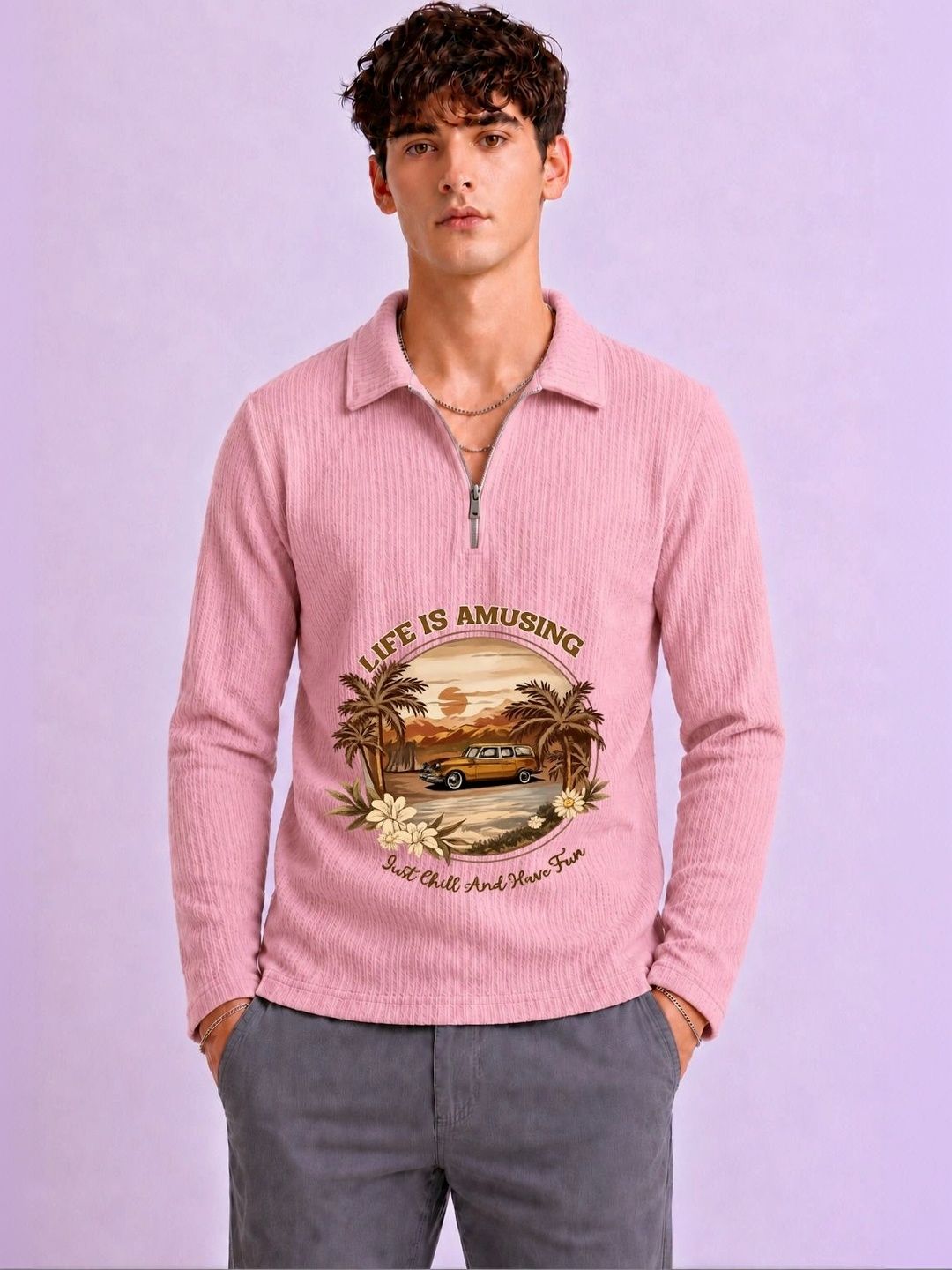 Mobox Men Printed Polo Collar T-shirt