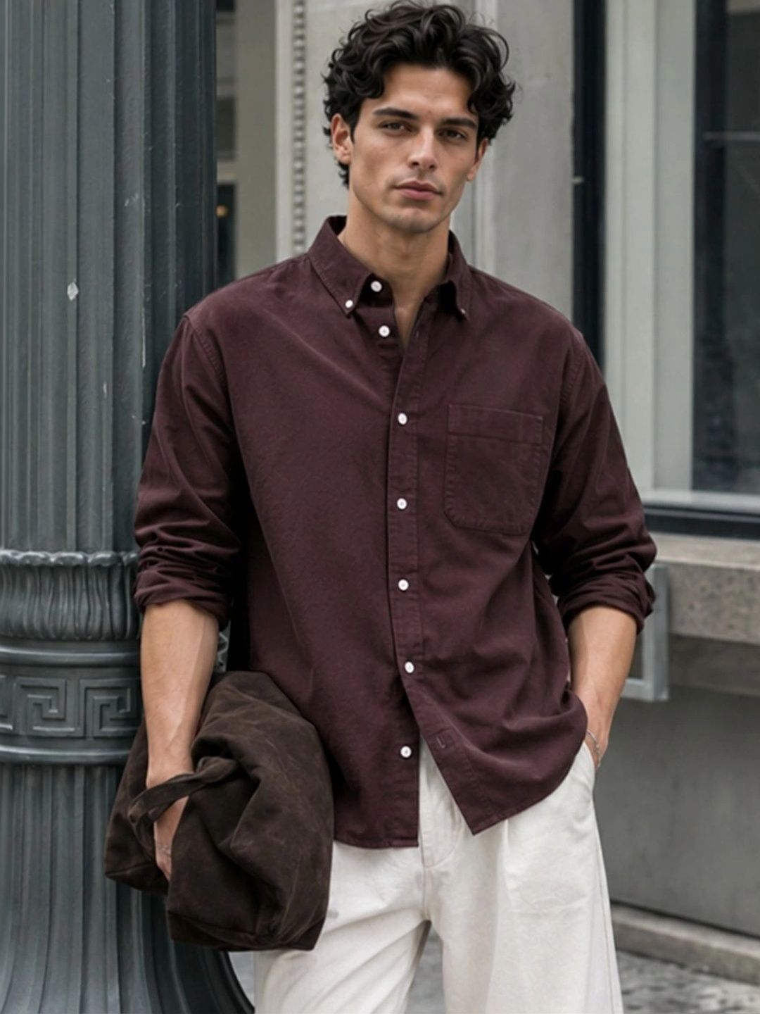 Powerlook Men Regular Fit Button-Down Collar Solid Cotton Casual Shirt