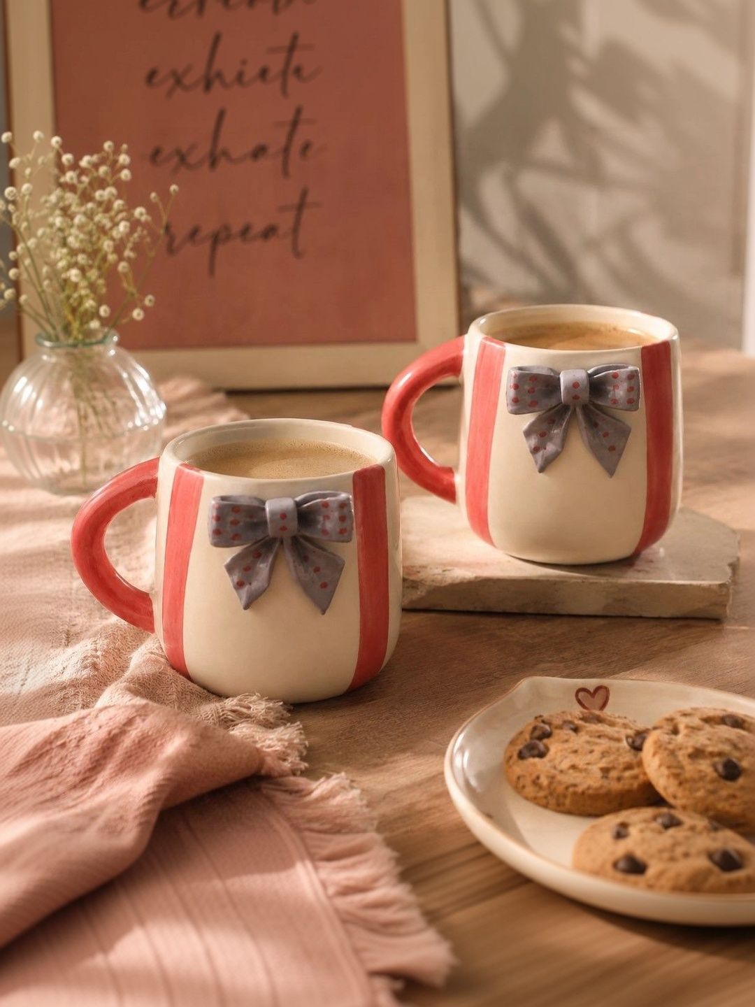 Lupaava Multicoloured Handcrafted Printed Ceramic Glossy Mugs Set of Cups and Mugs