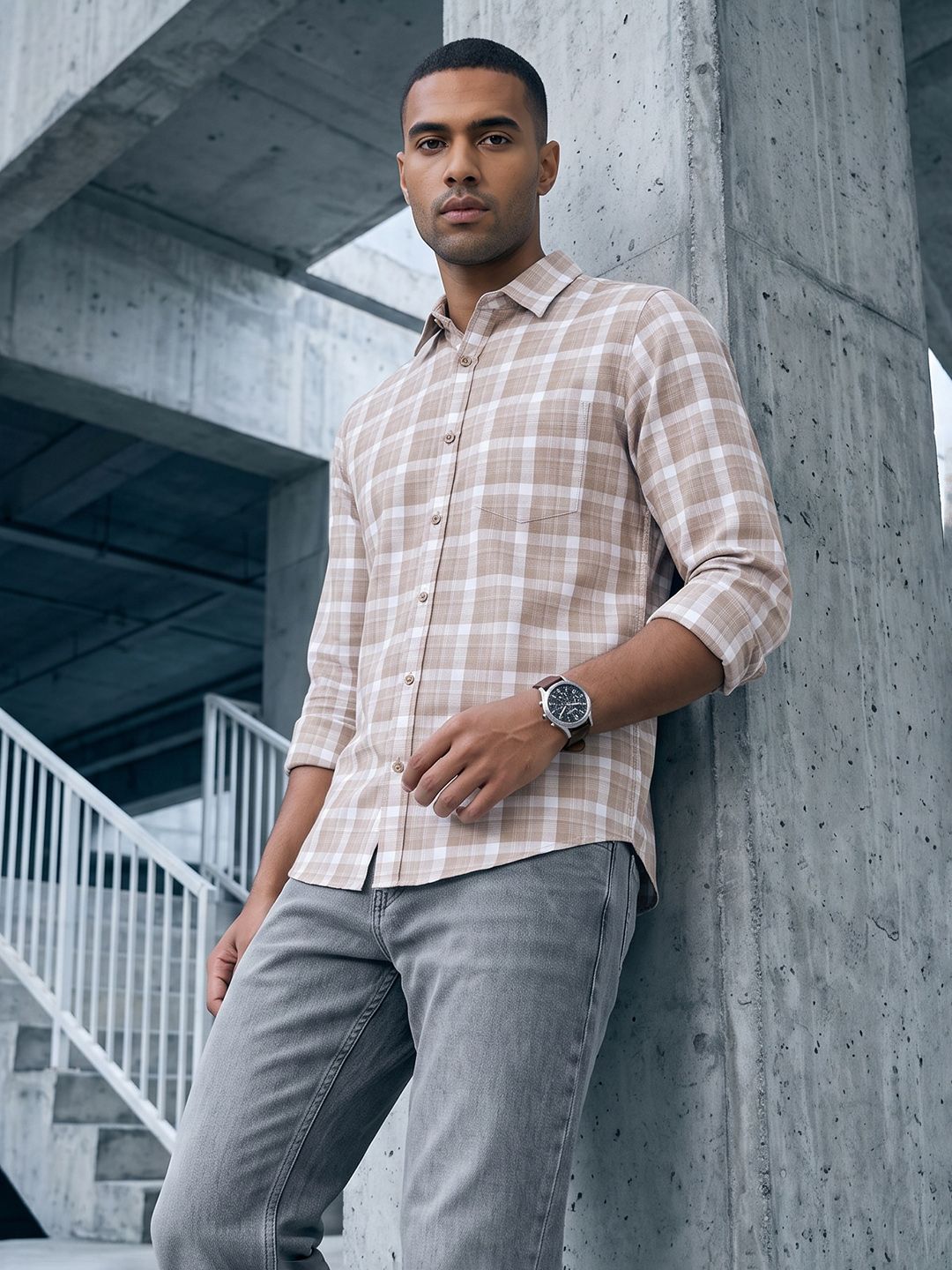 The Roadster Life Co. Checked Pure Cotton Casual Shirt