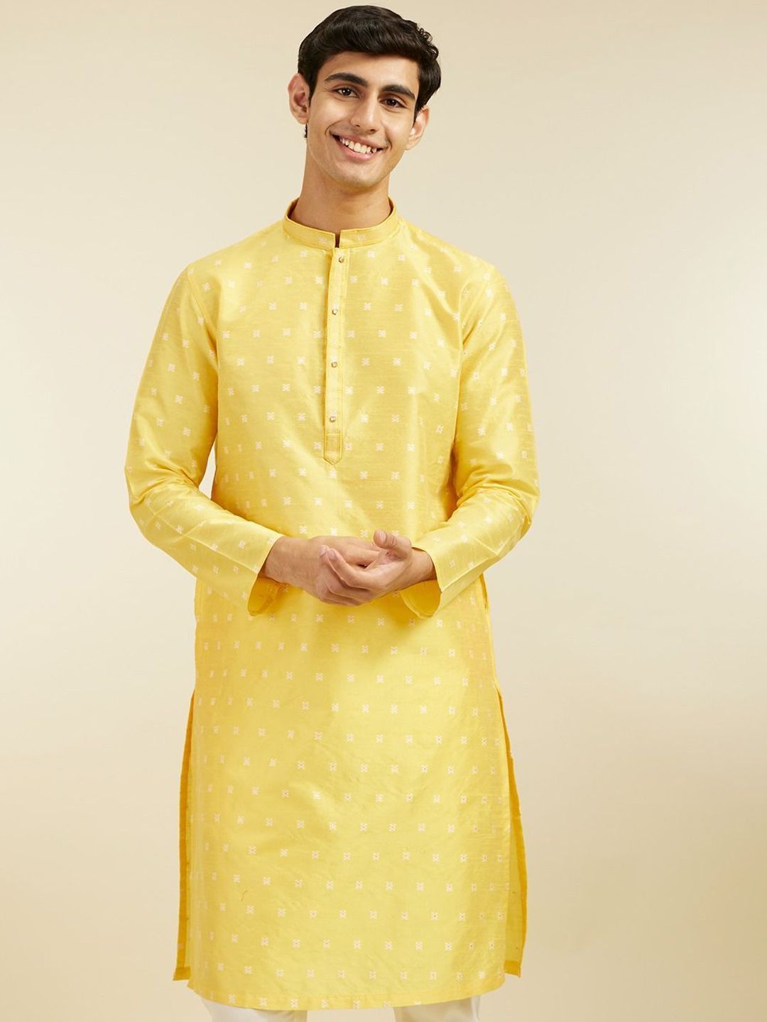Diwas by Manyavar Floral Woven Design Mandarin Collar Straight Kurta