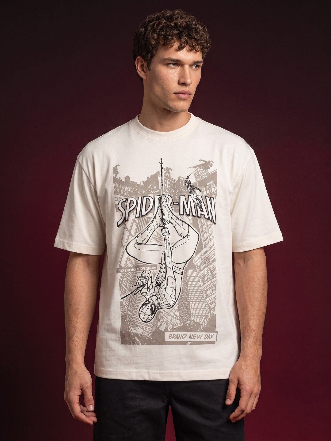 glitchez Spider-Man Superhero Printed Relaxed Fit T-shirt