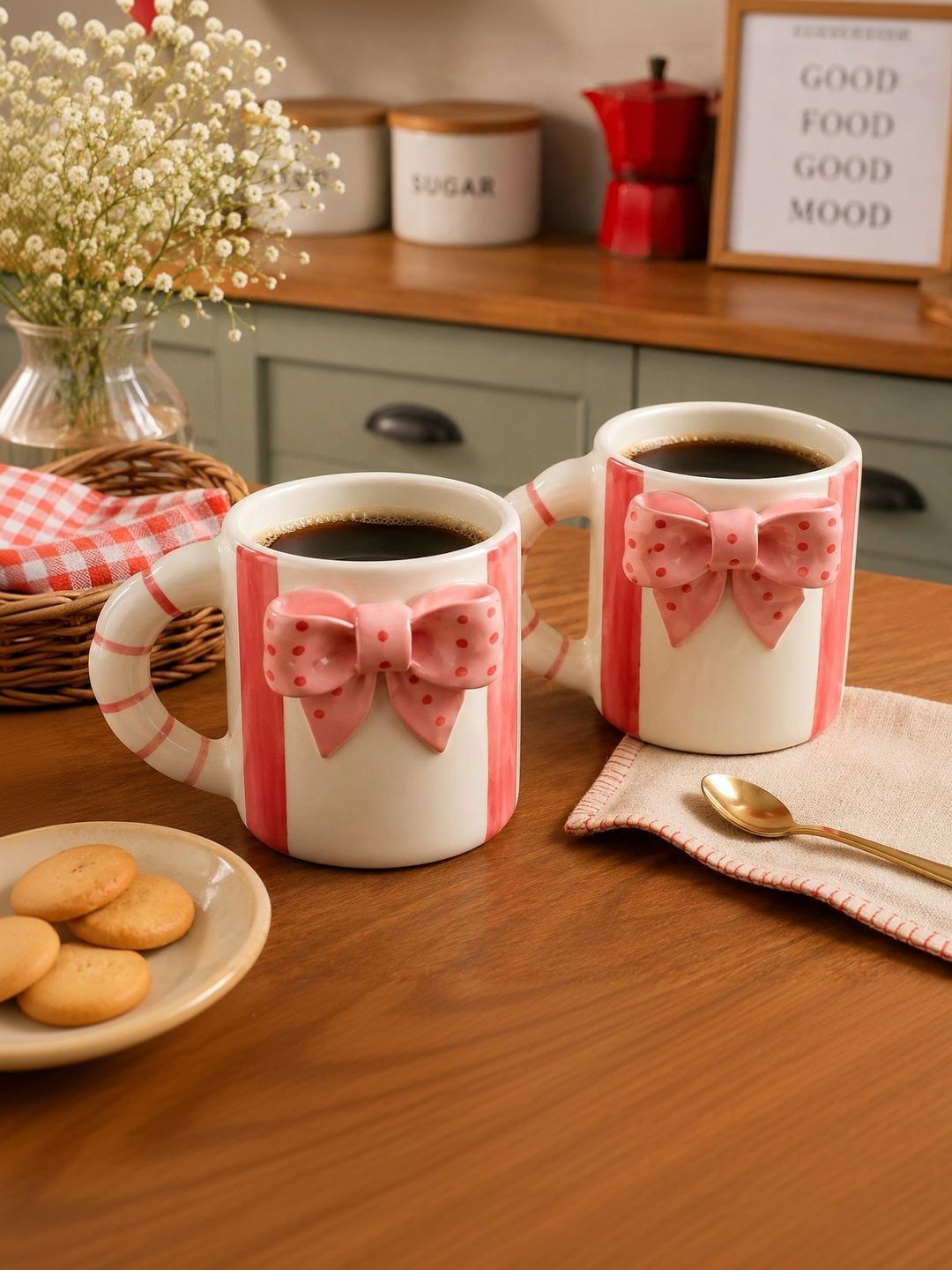 Lupaava Multicoloured Handcrafted Printed Ceramic Glossy Mugs Set of Cups and Mugs