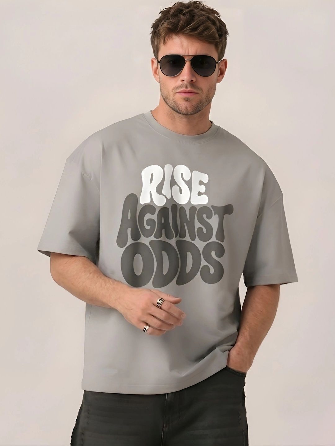 SMARTEES Men Typography Printed Drop-Shoulder Sleeves Pure Cotton T-shirt