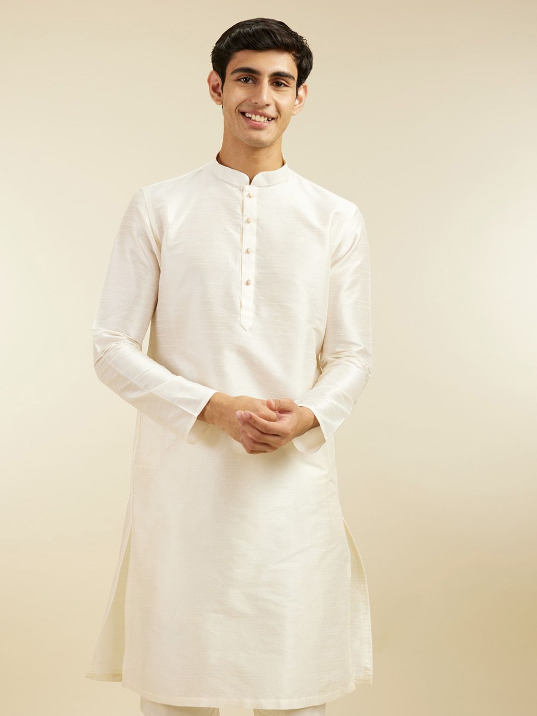 Diwas by Manyavar Mandarin Collar Long Sleeves Pastels Straight Kurta