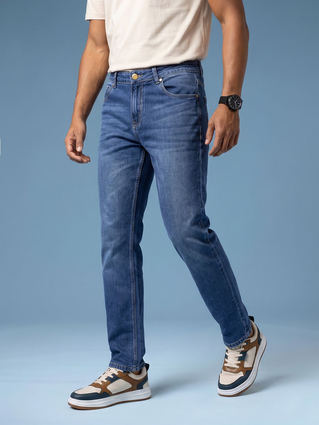 HERE&NOW Men Slim Fit Light Fade Jeans