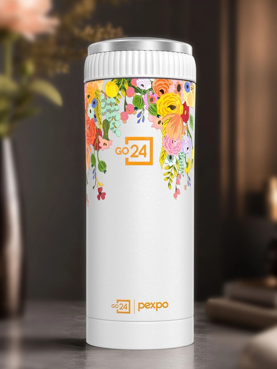 Pexpo Crypto Stainless Steel Vacuum Insulated Coffee Tumbler Hot & Cold Flask White 430ml