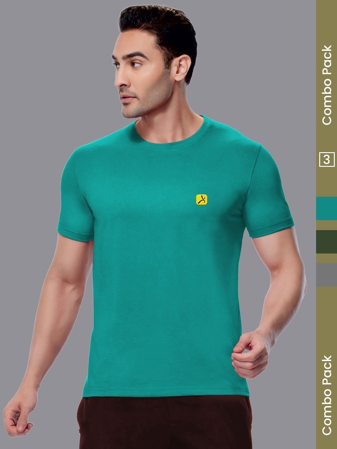 AMUL COMFY Men Pack Of 3 Round Neck T-Shirts