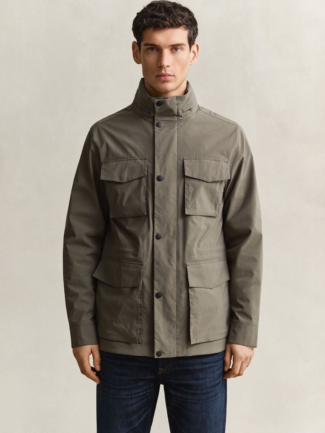 Gant Men Olive Solid Regular Fit Jacket