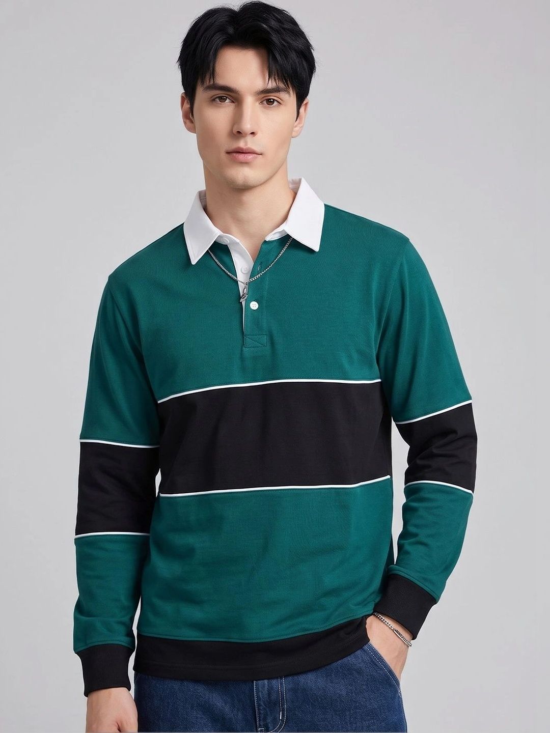 Roadster Men Colourblocked Polo Collar T-shirt
